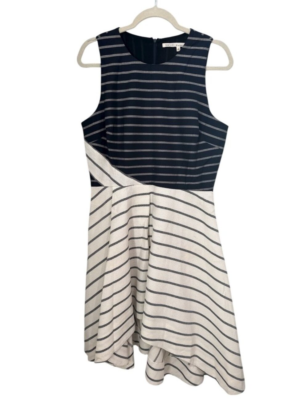 RACHEL Rachel Roy Two Tone Striped Sleeveless Asymmetrical Dress Sz 10